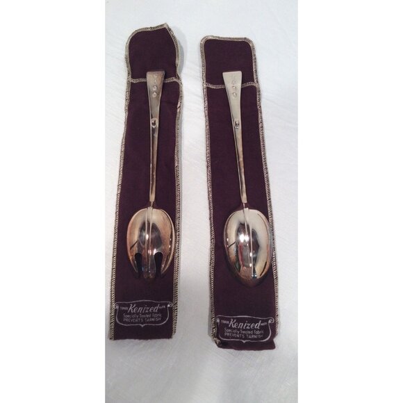 Gerity Petite Georgian Serving Salad Set Silver Plate Reproduction of 1740 - Picture 3 of 11